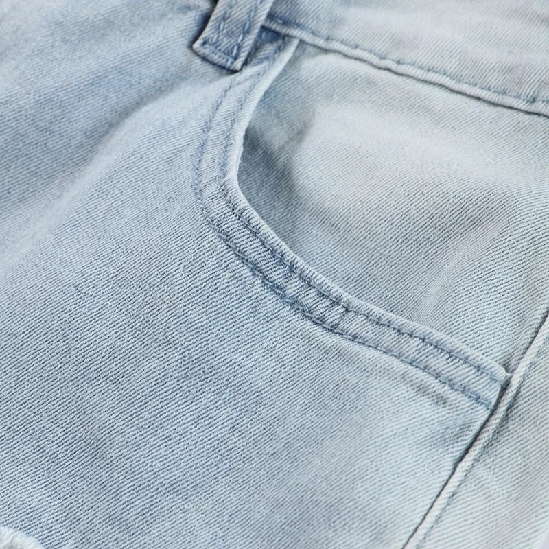 Men Jeans Ripped Vintage Tassel Wash Old Slim Stacked Patch Hip Hop Pencil Denim Man Pants 2026 Streetwear Male Long Trousers