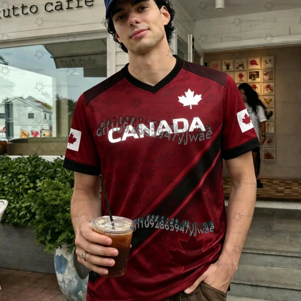 26 new Men's&Women's Canada Soccer fans Jersey Gift For Lovers Tee Fan Gift Plus Size Fashion Street Top soccer fans T-shirt