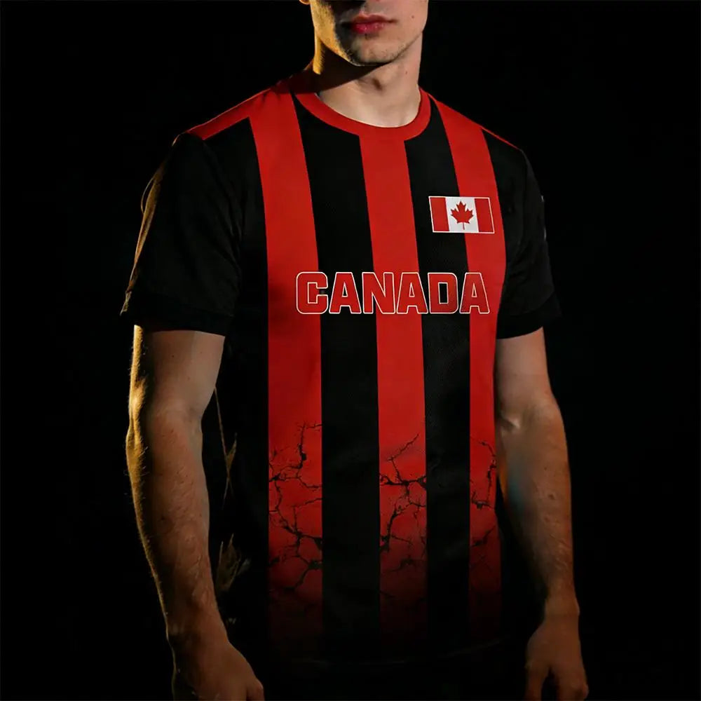 2026 New Canada Flag Printed Men's Football Jersey Breathable Outdoor Sports Training Tee Breathable Men's Women's Casual Top