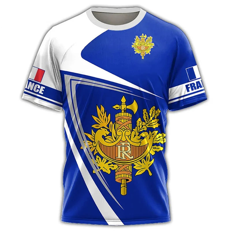 France Football French Flag Emblem Graphic T Shirt For Men Clothing Forest Camouflage T-shirt Short Sleeve Tops Tee Shirts