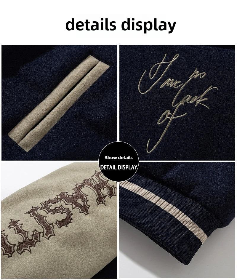 Man Baseball Jacket Winter Letter Embroidery Varsity Jacket Women American Vintage Coat Warm Fashion Hip Hop Original Original