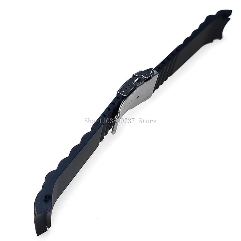 Silicone WatchBand 16mm 18mm 20mm 22mm 24mm 26mm Curved End Strap Folding Buckle Sport Bracelets Men Women Replacement Wristband