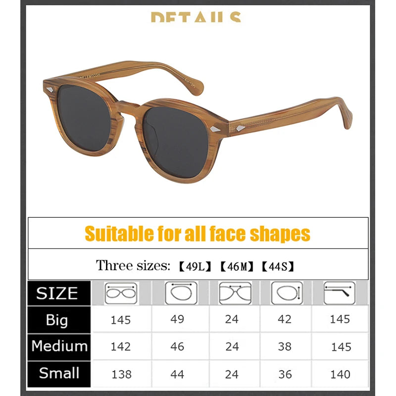 Johnny Depp Sunglasses Man Polarized Sun Glasses Luxury Brand Vintage Acetate Frame Blue Night Vision Goggles Woman