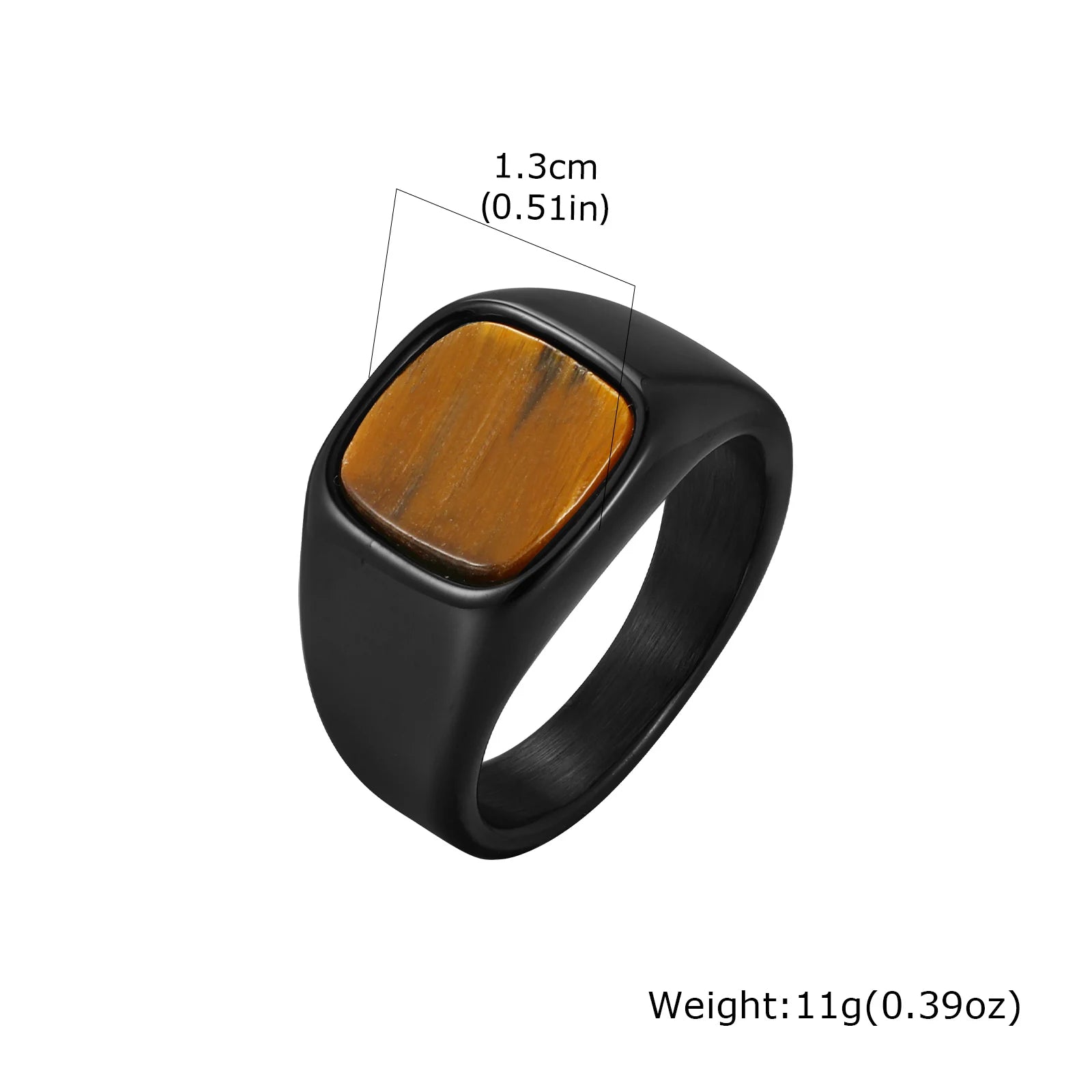 Stylish Square Natural Stone Ring for Men,Waterproof Stainless Steel Signet Ring,Birthday Party Gift for Him Dad