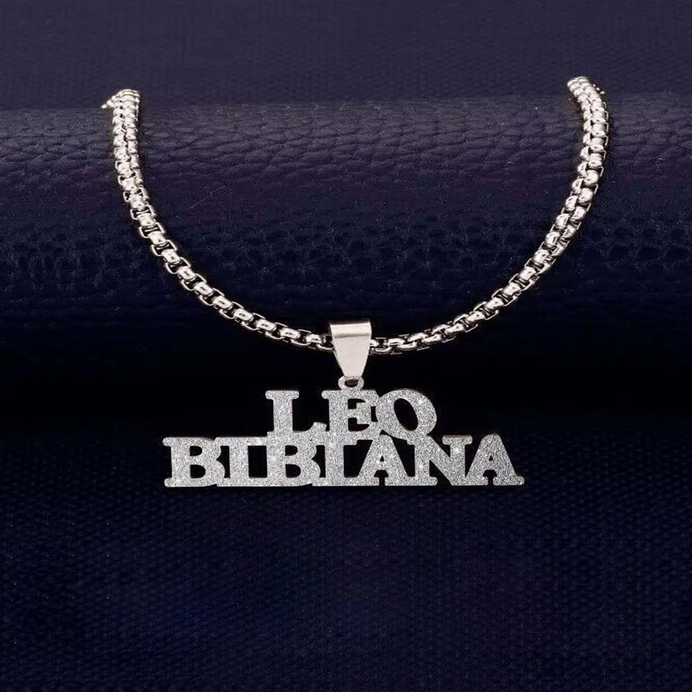 Big Bling Necklace Gold Color Hip Pop Rock Custom Name Personalized Pendant Gift For Women Black Men Dad Chain Stainless Steel