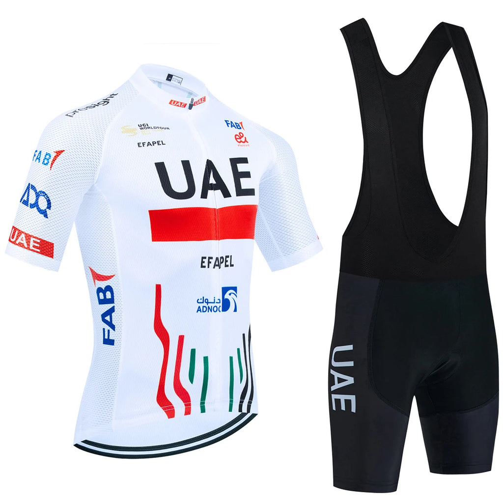 New 2025 PINK YELLOW Cycling Jersey UAE TEAM Bike Jersey Shorts Set Ropa Ciclismo Men Women Summer Pro Bicycle Maillot Clothing