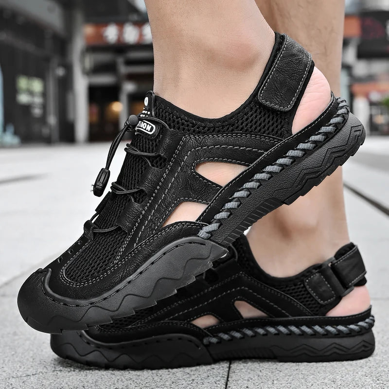 New Mens Sandals Summer Breathable Mesh Sandals Men Outdoor Casual Lightweight Beach Sandals Fashion Men Shoes Large Size 38-46