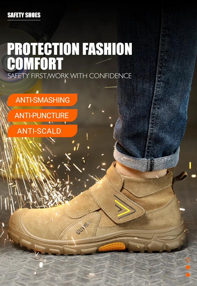 Work shoes for men, anti-shatter, anti-stab, anti-scald, durable sole, all-season model