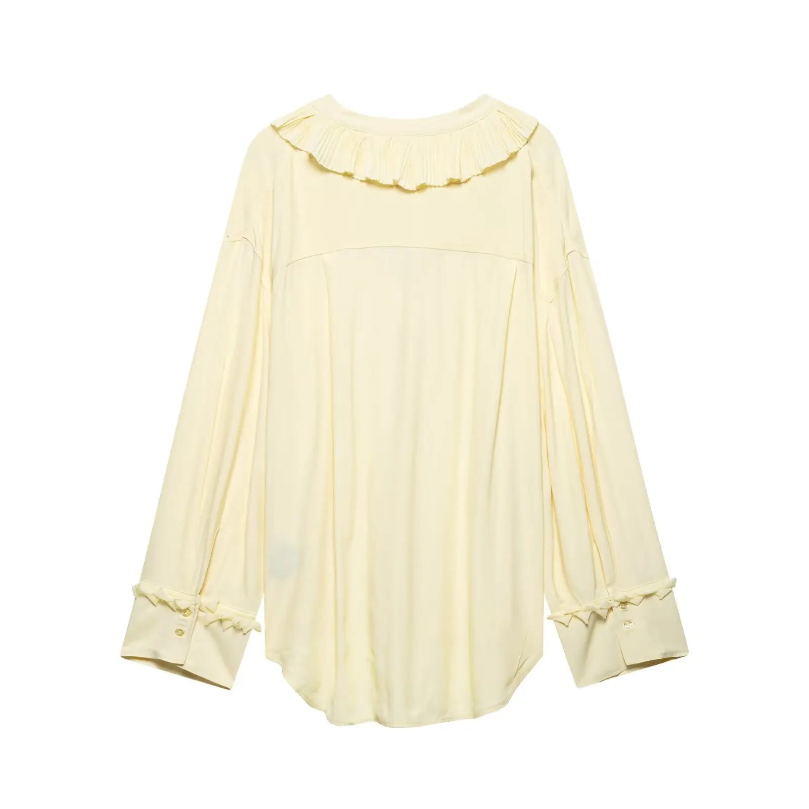 HH Women Summer Fashion Tierred Decoration Skirt Suit V-Neck Long Sleeves Lace-Up Shirts+Side Zipper Circular Chiffon Skirt