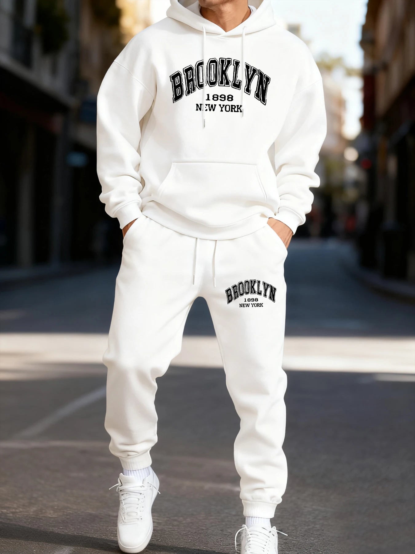Brooklyn New York 1898 Printing Man Hoodie Set Street Couple'S Two Pices Sets Comfortable Fashion Pants Jogging Loose Streetwear