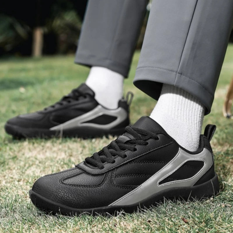 Men's Sports Shoes New Low Heel Round Toe Flat Heel Leather Surface Breathable and Comfortable Lace-up Couple's Style