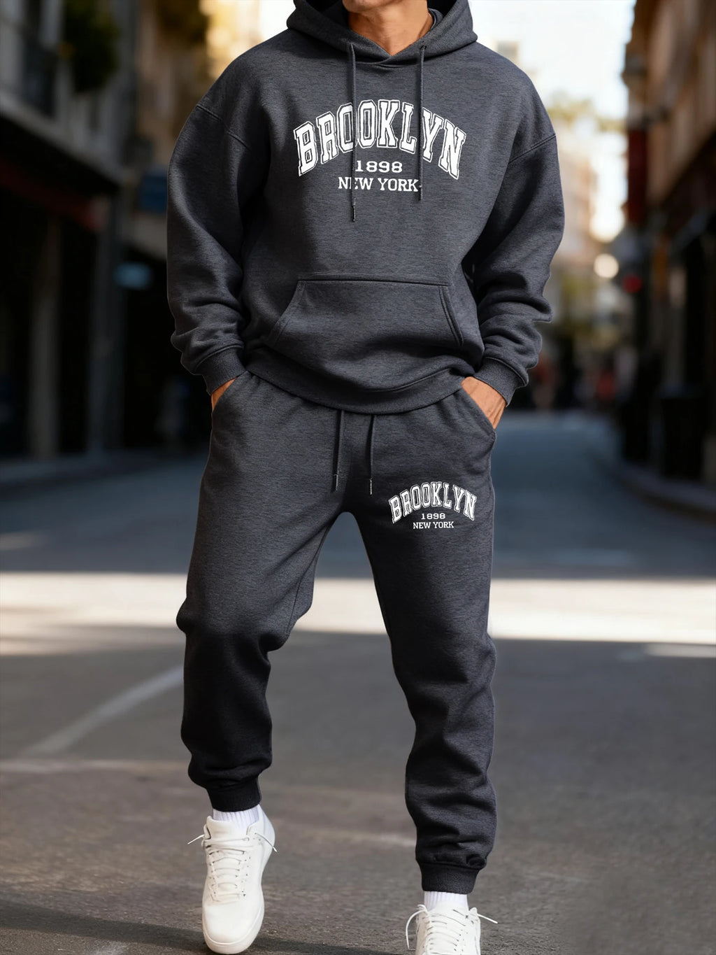 Brooklyn New York 1898 Printing Man Hoodie Set Street Couple'S Two Pices Sets Comfortable Fashion Pants Jogging Loose Streetwear