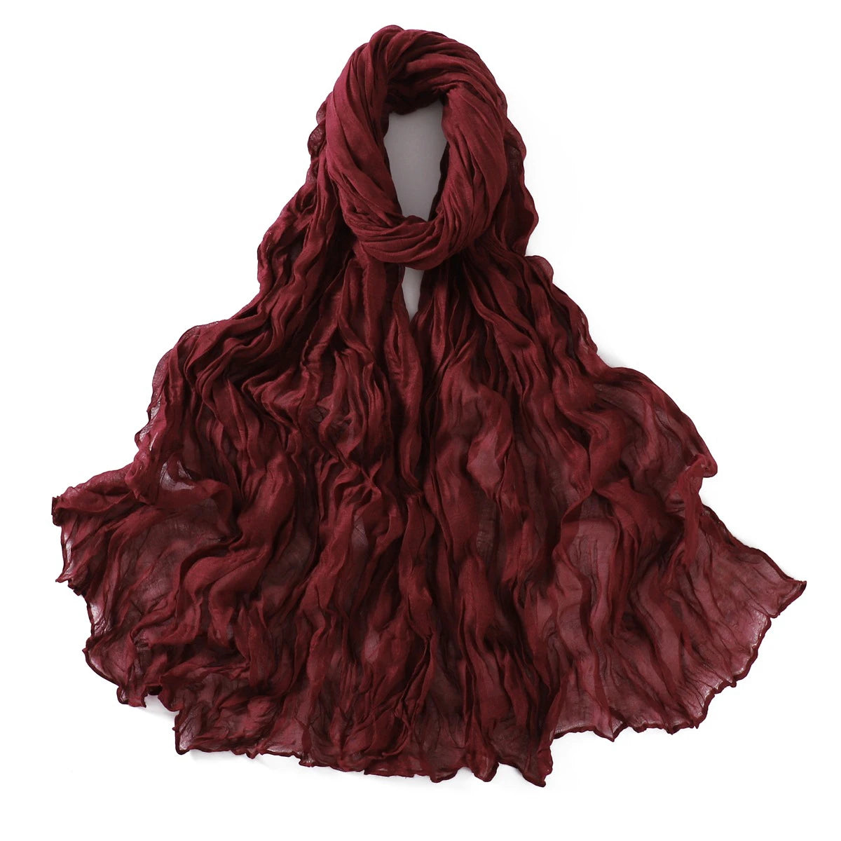 Crumpled Scarf For Women Girls Students Spring New Solid Color Cotton Voile Thin Scarves Soft Knitting Shawl Female Wrap Shawls