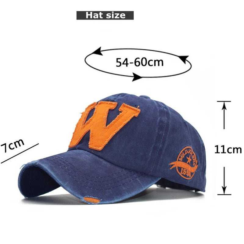 Women Men's Baseball Caps Letters W Embroidery Snapback Hip Hop Hat Adjustable Cotton Gorras Unisex Outdoor Casual Male Dad Hats