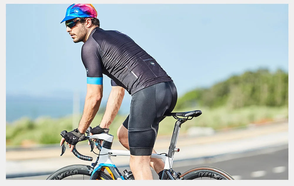 RION Cycling Bib Shorts Men MTB Bibs Road Bike Tights Padded Bicycle Wear Pro Biker Clothing  Medium Distance Reflective Summer