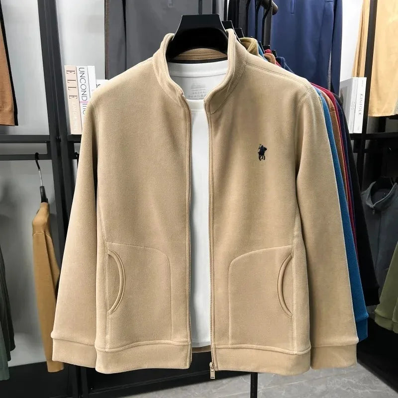Luxury brand men's jacket winter thick plush warm pockets new coat fashion classic Paul embroidery zipper stand up collar top