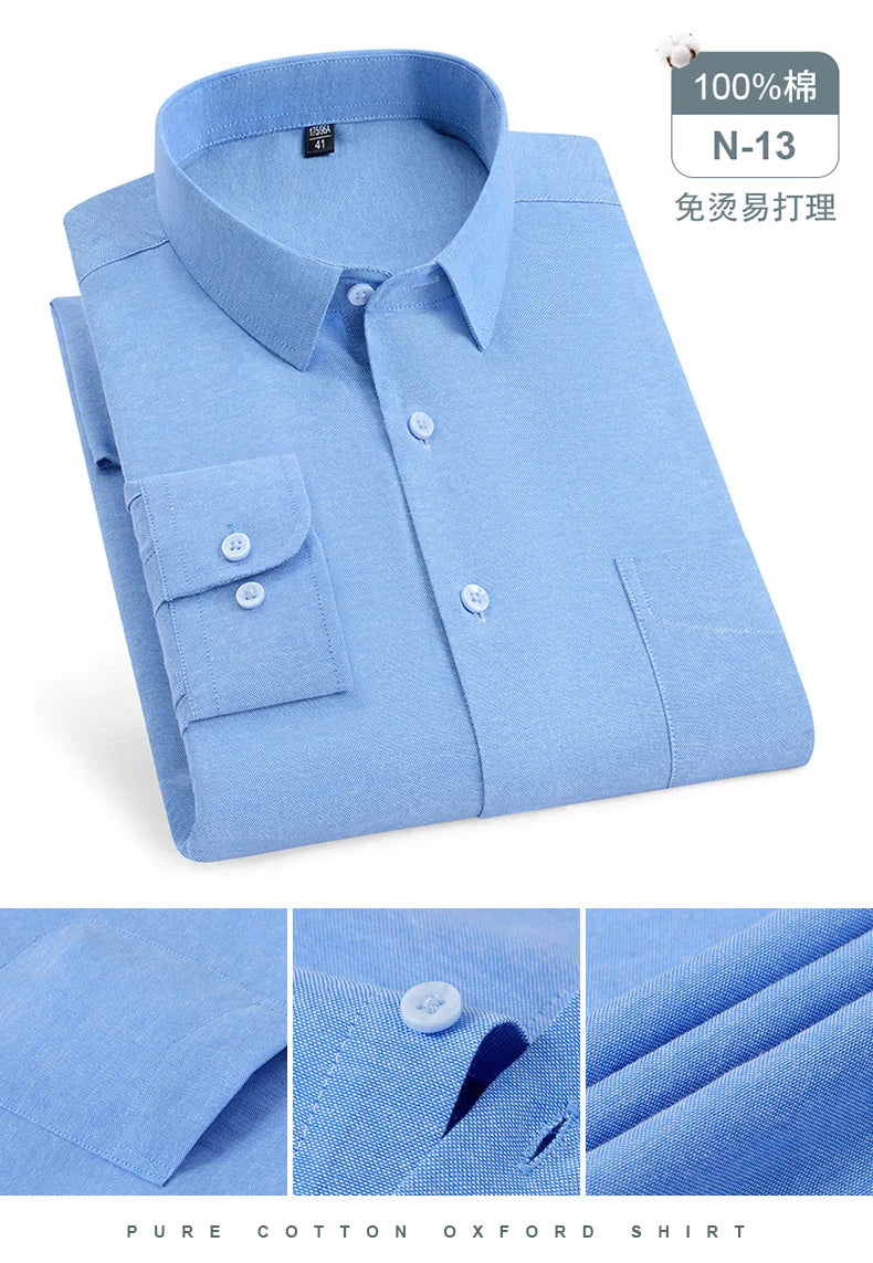 Oversize Long Sleeve Casual Shirts For Man 11XL For 150KGS 100% Cotton Oxford Plaid Business Blouse Daily Top Clothing New Style