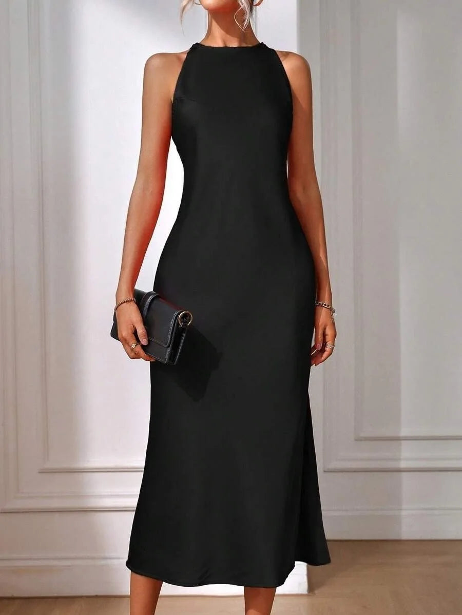 2025 Dress Women Female Clothing Fashion Elegant Evening Party Dresses Satin Dress for Women Spring and Summer Sleeveless Slit