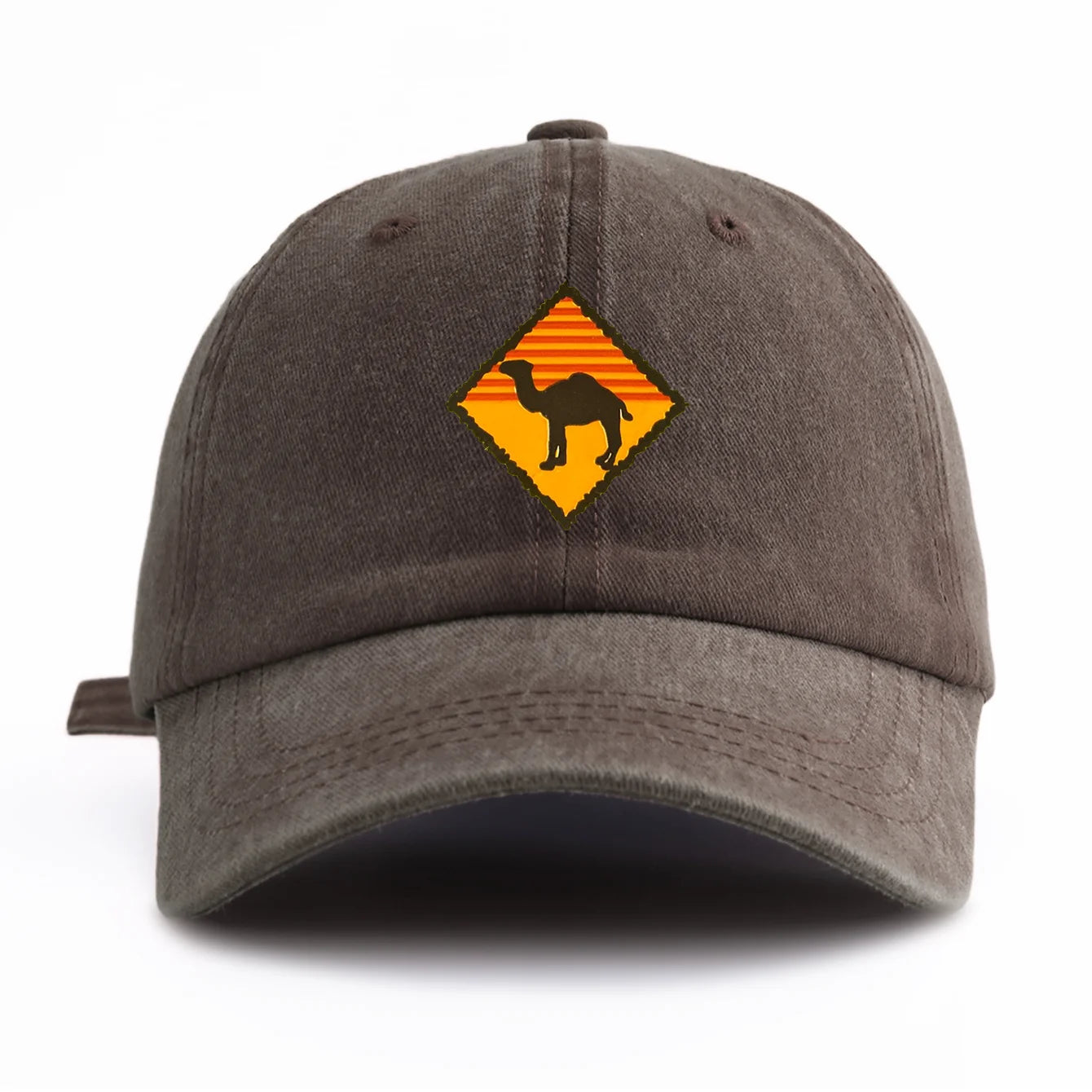 1pc CAMEL Print Washed Baseball Cap for Adults,Minimalist Retro Style Casual Soft Adjustable Dad Hat, Perfect As Gift