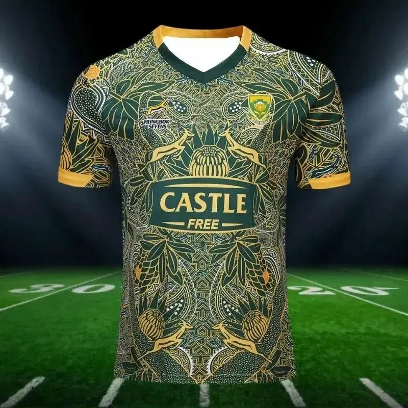 South Africa Springboks Rugby Jersey Summer Adult & Children's Quick-Dry Breathable Sports T-shirt Men's & Women's Training Wear