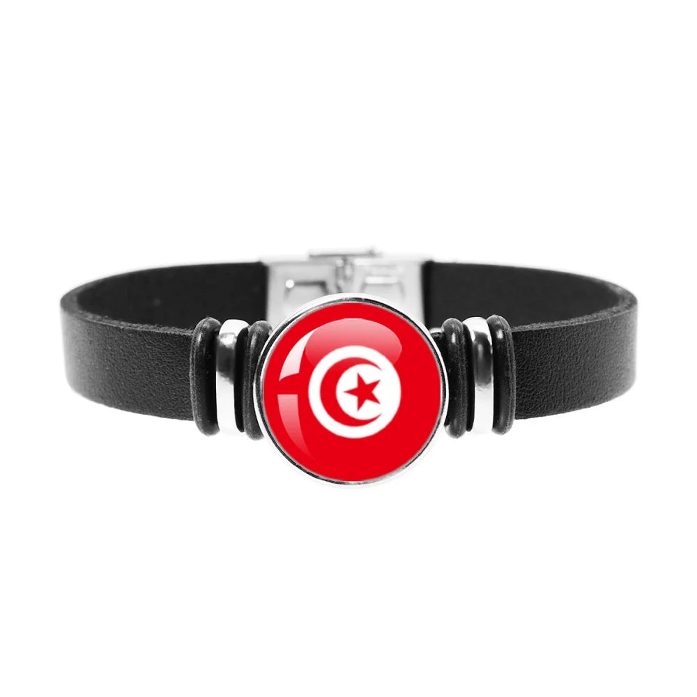 National Flag Bracelet Swiss Mexico Brazil Haiti Australia Germany Watch Strap Leather Bracelet Bangle Fashion Party Jewelry Gif