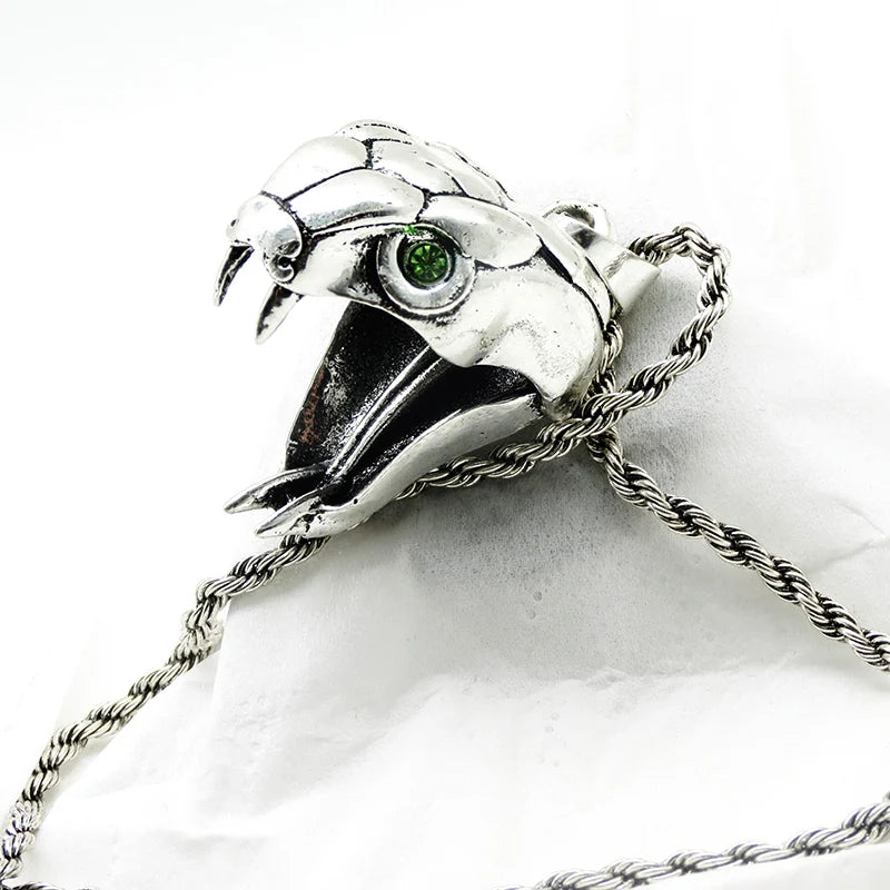 Wizard School Caucasus Bear Medallion Pendant Necklace 31*34mm Blue Rhinestone Wild Cosplay Game Animal Chain Necklace With Bag