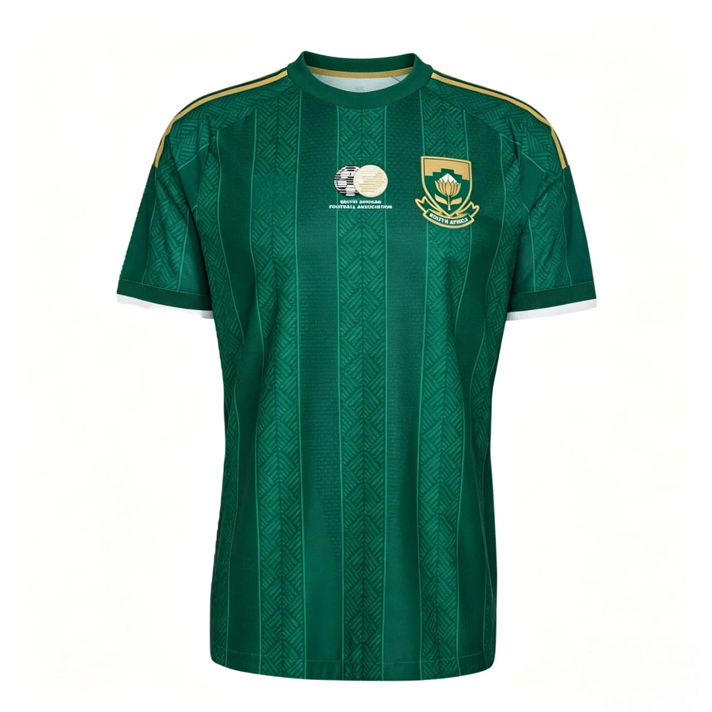 South Africa Replica Soccer Jersey Green Gold Trim Sportswear Sublimation Printed Shirt for Fans Players and Outdoor Activities
