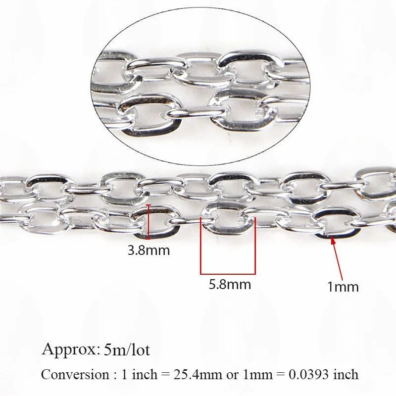 5 Meters Aluminum KC Gold Oval Shape Chains Bulk Fit Bracelets Findings Open Link Chain For DIY Fashion Jewelry Making Bag Parts