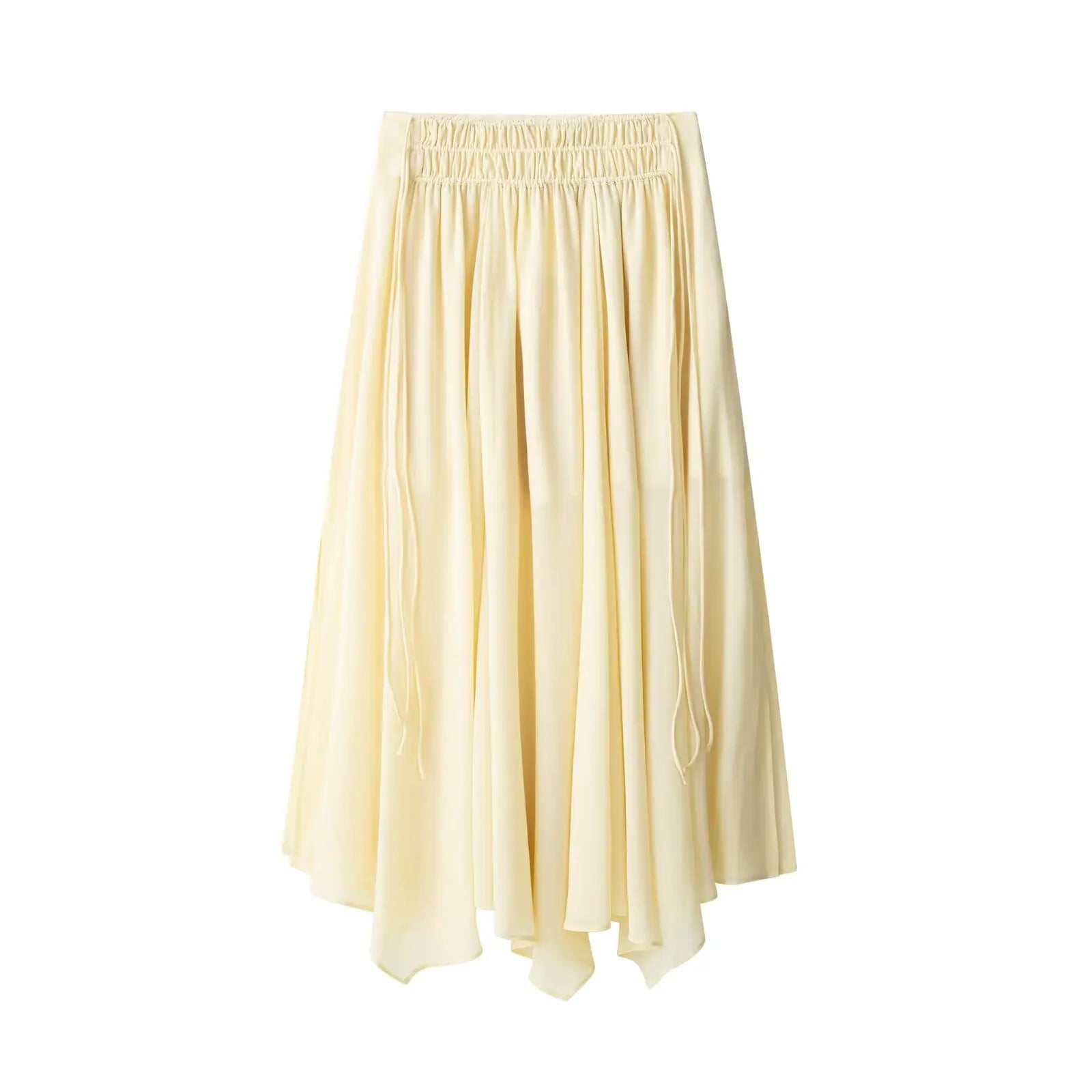 HH Women Summer Fashion Tierred Decoration Skirt Suit V-Neck Long Sleeves Lace-Up Shirts+Side Zipper Circular Chiffon Skirt