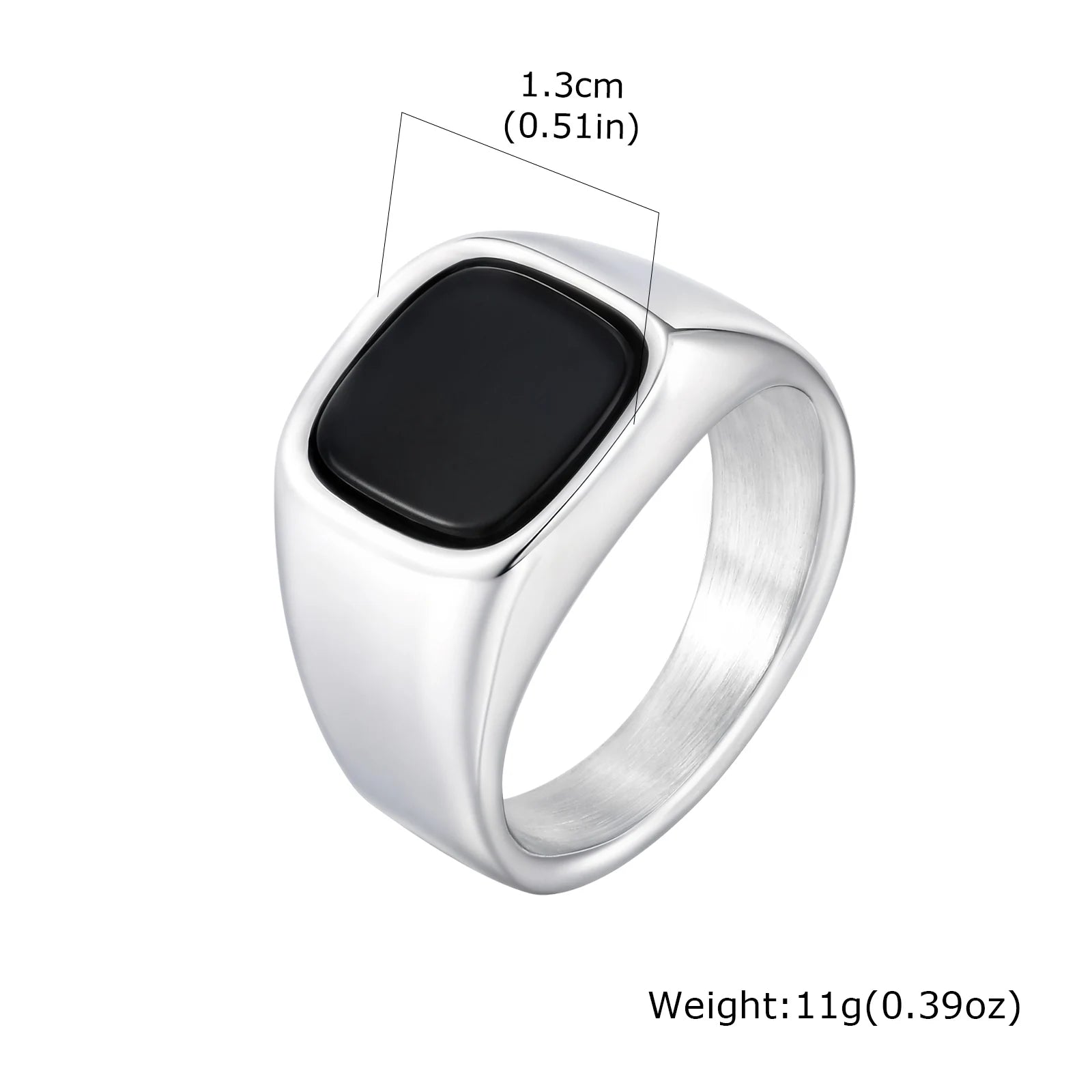 Stylish Square Natural Stone Ring for Men,Waterproof Stainless Steel Signet Ring,Birthday Party Gift for Him Dad