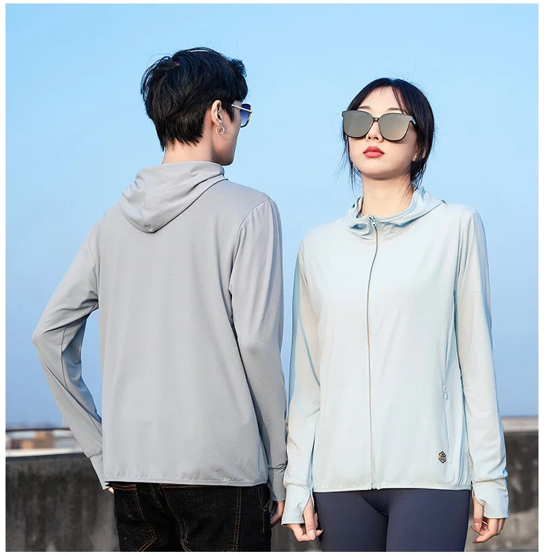 YJKVUR Unisex Summer New UPF 50+ UV Sun Protection Hoodie Jacket Men Women Lightweight Hiking Outdoor Long Sleeve Sun Shirt Coat