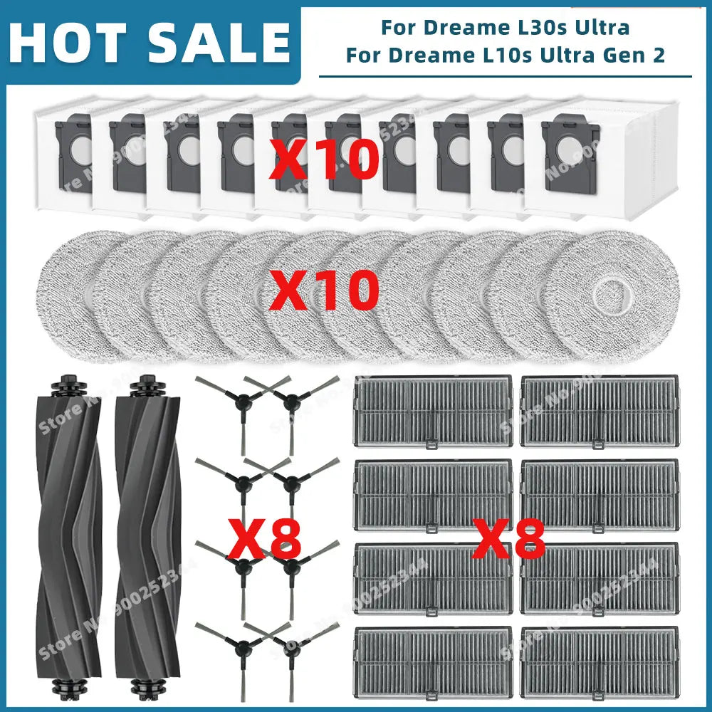 Compatible For Dreame L10s Ultra Gen 2 / L30s Ultra / L30 Pro Ultra Parts Accessories Main Side Brush Filter Mop Cloth Dust Bag