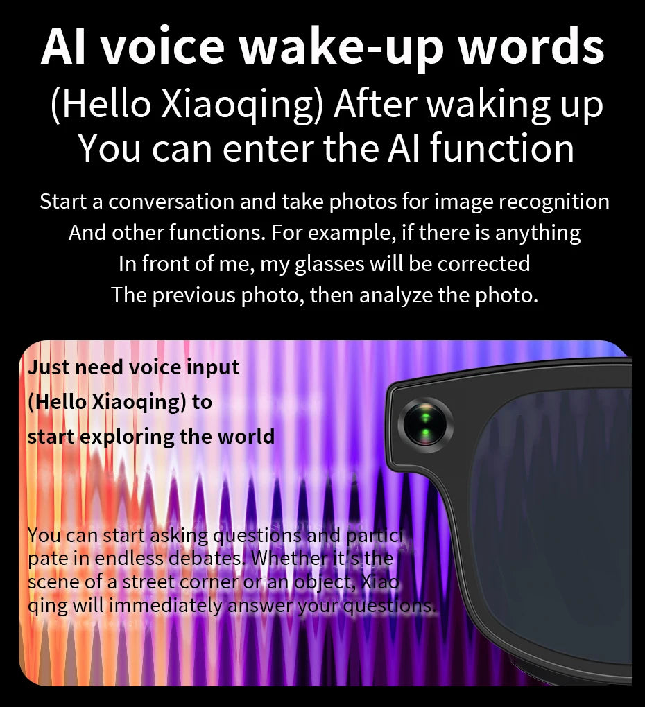 New AI Smart Glasses HD1080P Shooting 500W Camera Glasses ChatGPT Translation Voice Control Bluetooth Call Sports Sunglasses Man