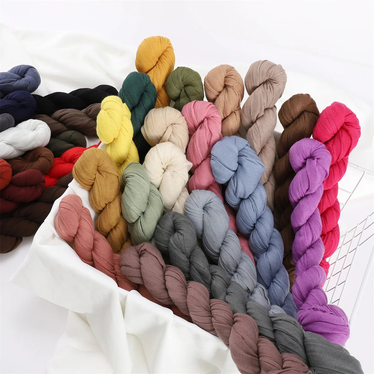 Crumpled Scarf For Women Girls Students Spring New Solid Color Cotton Voile Thin Scarves Soft Knitting Shawl Female Wrap Shawls