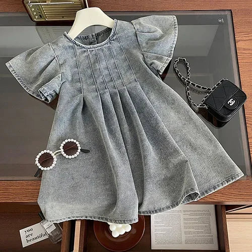 2025 New Summer Baby Girl Party Dress Sleeveless Cotton Solid Color Sister Clothing  2-7Yrs Kids Princess Dresses