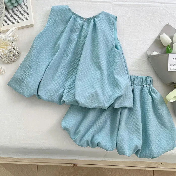 2025 New Summer Baby Girl Party Dress Sleeveless Cotton Solid Color Sister Clothing  2-7Yrs Kids Princess Dresses