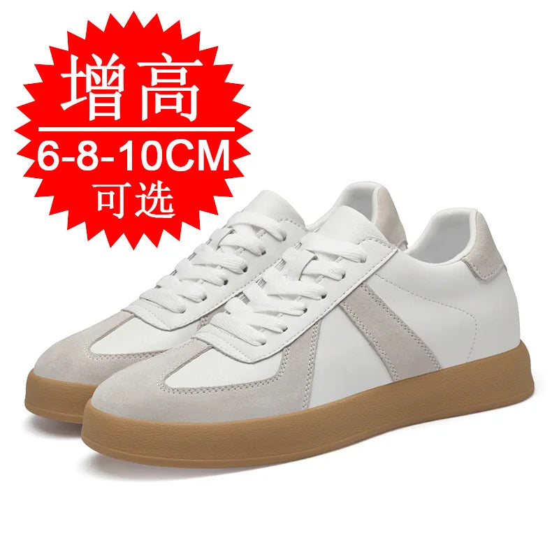 Man Vintage Elevator Shoes Height Increase Insole 8cm Taller Lift Sneakers Shoes Men Leisure Fashion Sports White Shoes