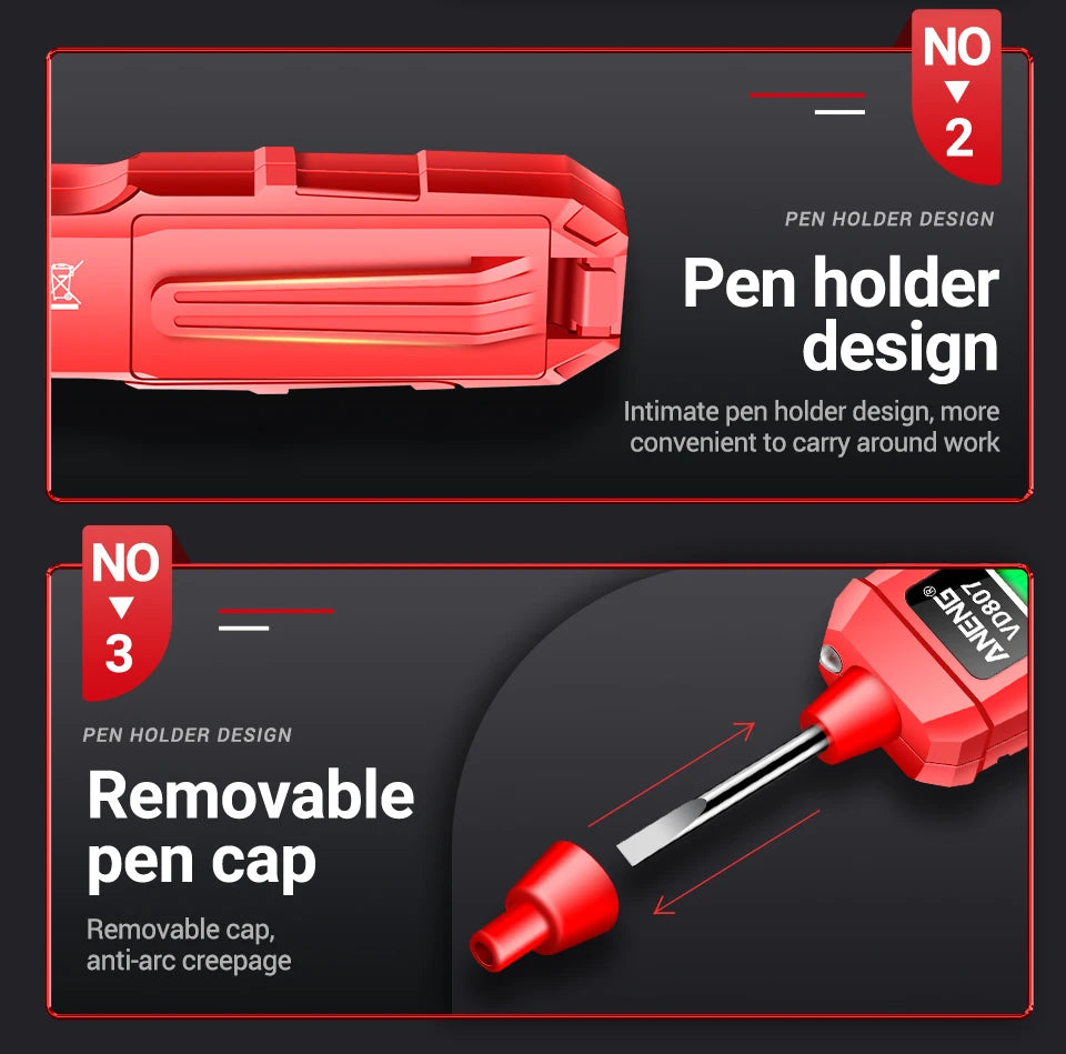 ANENG VD807 One-word Induction Portable 50/60Hz Smart Electric Pen Tester NCV Sensor AC 12-300V Non-contact Wire Detector Tools