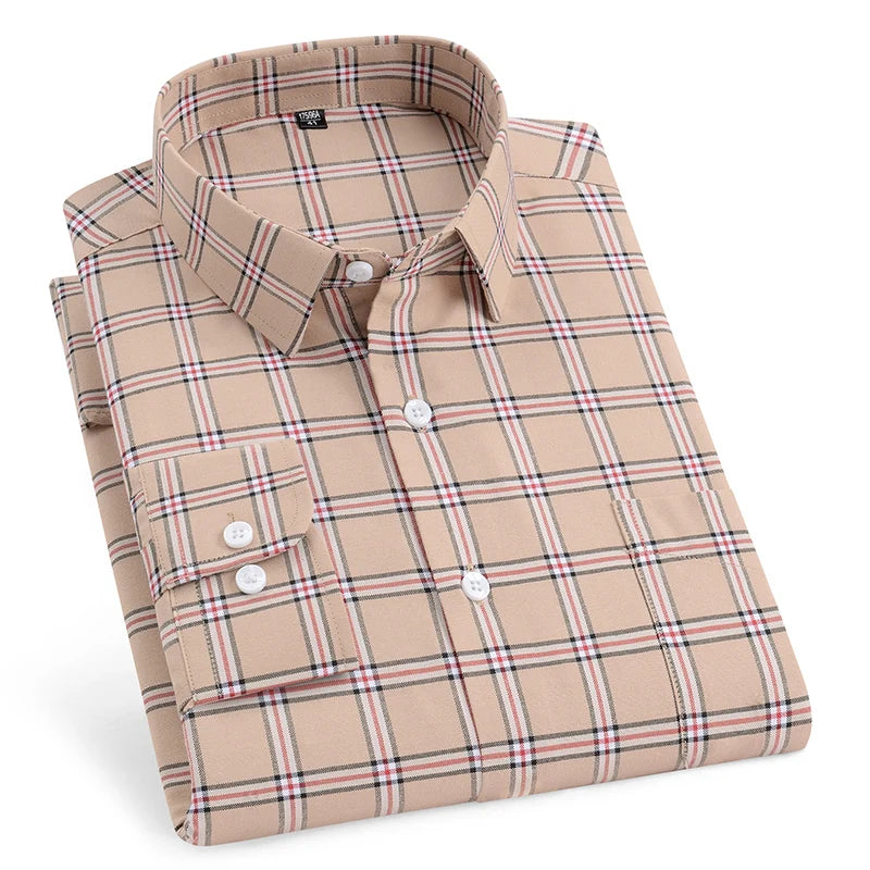 Oversize Long Sleeve Casual Shirts For Man 11XL For 150KGS 100% Cotton Oxford Plaid Business Blouse Daily Top Clothing New Style