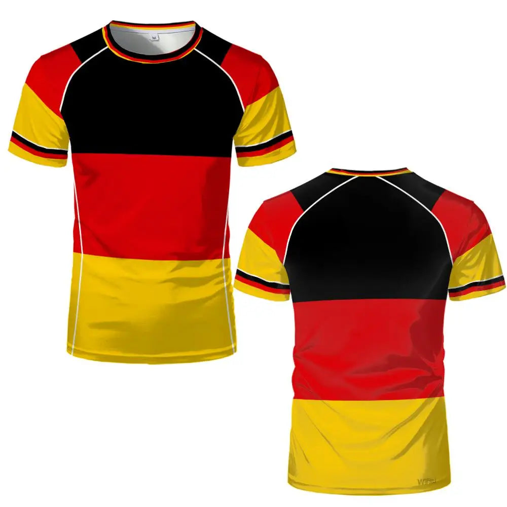 Germany National Flag Print Soccer Jersey Men Women Patriotic Sport T-Shirt  Summer Outdoor Sports Quick-Drying T-Shirt