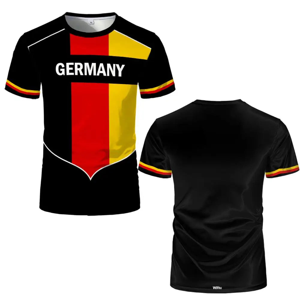 Germany National Flag Print Soccer Jersey Men Women Patriotic Sport T-Shirt  Summer Outdoor Sports Quick-Drying T-Shirt