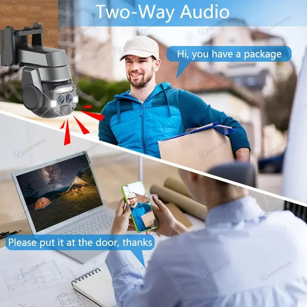 Carecam Pro 4K 8MP Dual Lens Wireless Camera Human Detection 10X PTZ Zoom Color Night Vision CCTV  Intelligent Monitoring Camera