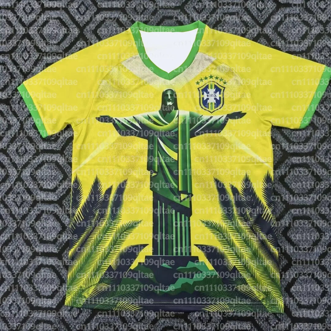 Brazil Themed T-shirt Men's Brazilian Style Jesus Graphic Sports Jersey Unisex Street Breathable Short Sleeve Tee FamilyMatching