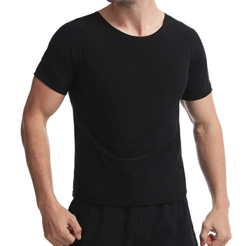 Sauna Sweat Shirt for Men Short Sleeves Body Shaper Gym Exercise Fitness Top Shapewear Sauna Sweat T-Shirt Waist Slimming Tops
