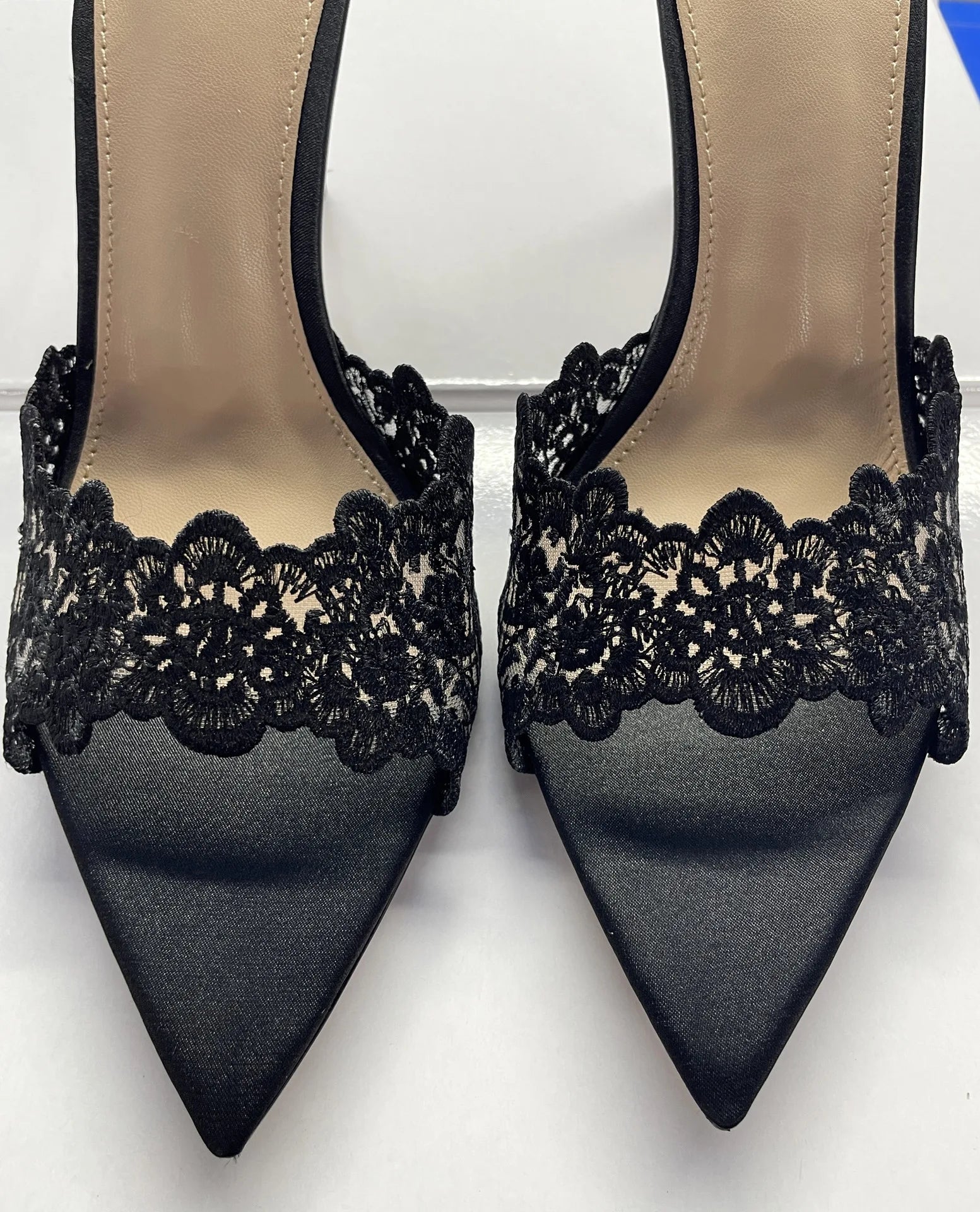 New Summer Women's High Heel Sandals Lace Embroidery Pointed Open Toe Stiletto High Heel Sandals Party Slippers