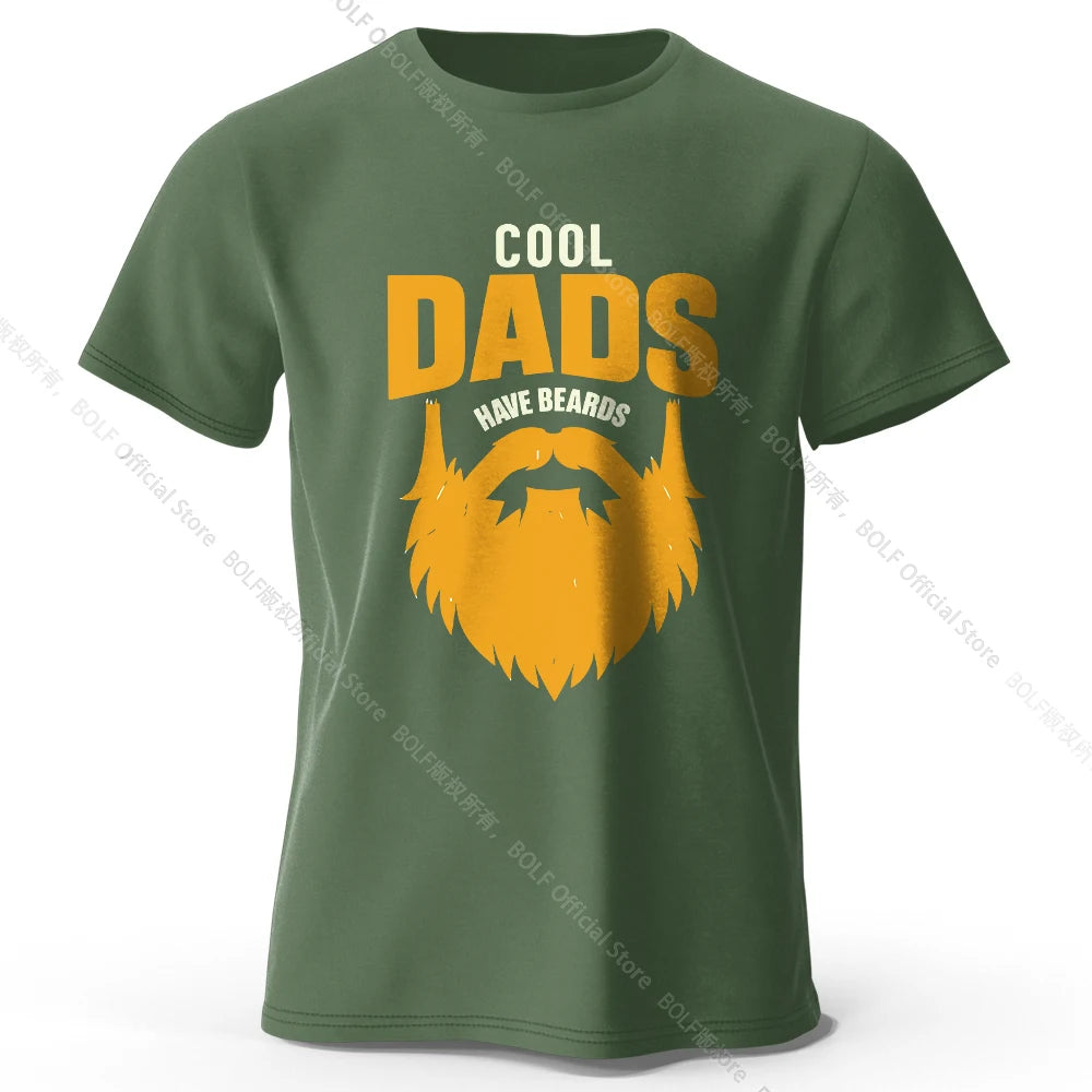 Men's Cool Dad with Beards Printed T-Shirt 100% Cotton Oversized Funny Graphic Tees for Women Summer Tops Humor Streetwear