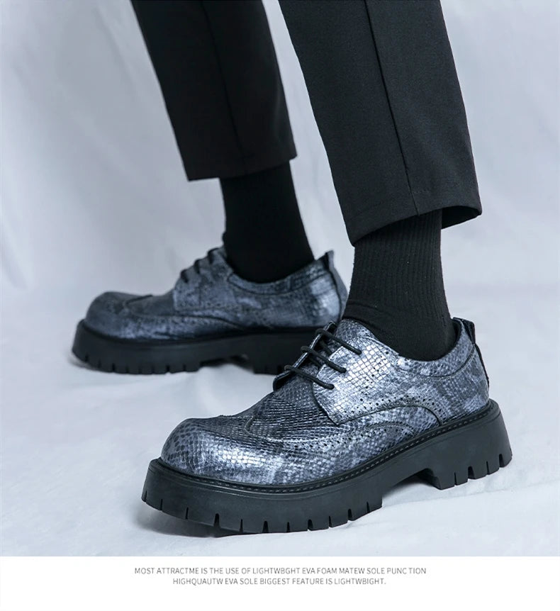 Brogues Men's Luxury Designer Style Thick Sole Shoes Elegant and Sophisticated Gentleman's Shoe Popular Wedding Party Shoes