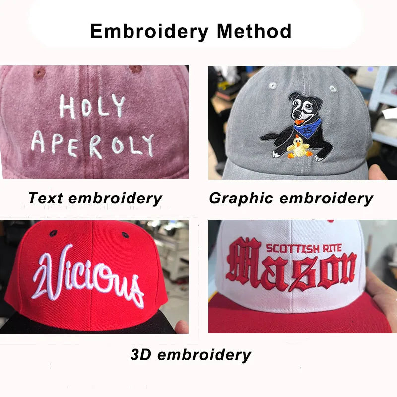 Custom Logo Washed Cotton Baseball Cap Personalized Embroidery Men'S Women Dad Hat Monogram Team Party Gorras
