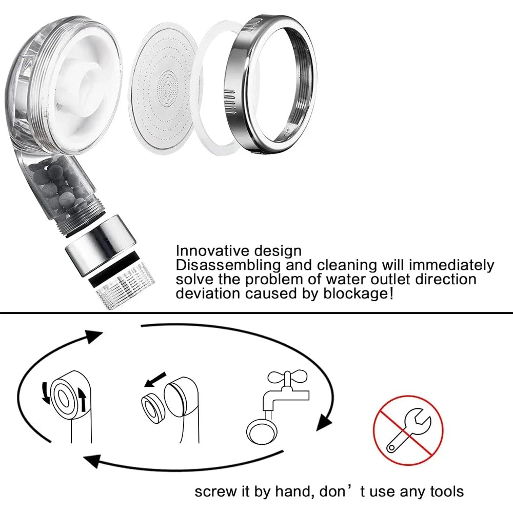 1PC ABS Filtered Shower Head Anti Limestone High-Pressure Water Saving Handheld Clear Showerheads with Filter Beads for Bathroom