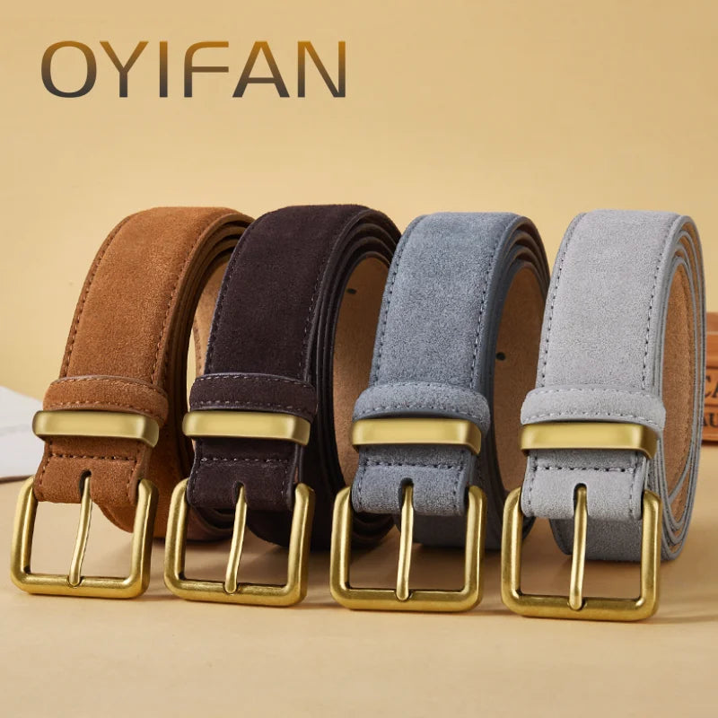 Men's Suede Belt Retro Trend Alloy Buckle Men's Belt Large Size Genuine High End Belt, Gift for Boyfriend and Dad
